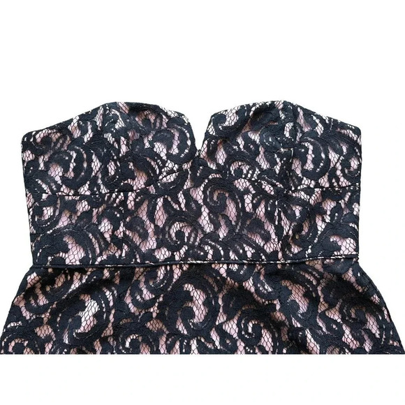 J. Crew Collection Dress Black Pink Strapless Size 14 Sheath Lace Fitted - Picture 7 of 12